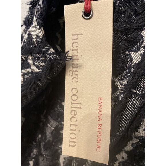 Banana Republic Heritage Collection Dress Blue White Fringe Cotton Size 4 - Picture 6 of 11